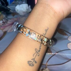 Vintage Acrylic Swarovski Swan Bangle Bracelet